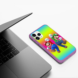 Чехол iPhone 11 Pro матовый Братья Марио, цвет: 3D-фиолетовый — фото 2