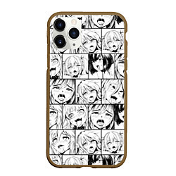 Чехол iPhone 11 Pro матовый Ahegao pattern, цвет: 3D-коричневый