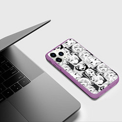 Чехол iPhone 11 Pro матовый Ahegao узор, цвет: 3D-фиолетовый — фото 2