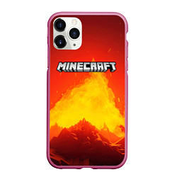 Чехол iPhone 11 Pro матовый Мир minecraft, цвет: 3D-малиновый