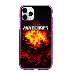 Чехол iPhone 11 Pro матовый Minecraft огненные кубики, цвет: 3D-фиолетовый