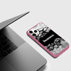 Чехол iPhone 11 Pro матовый Palworld лого на камнях, цвет: 3D-малиновый — фото 2
