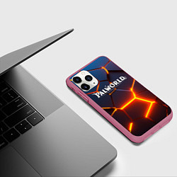 Чехол iPhone 11 Pro матовый Palworld logo разлом плит, цвет: 3D-малиновый — фото 2