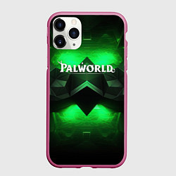 Чехол iPhone 11 Pro матовый Palworld logo green dark, цвет: 3D-малиновый