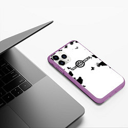 Чехол iPhone 11 Pro матовый Three days grace бабочки, цвет: 3D-фиолетовый — фото 2