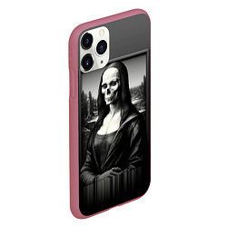 Чехол iPhone 11 Pro матовый Мона Лиза Black skull, цвет: 3D-малиновый — фото 2