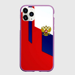 Чехол iPhone 11 Pro матовый Спортивная текстура герб России, цвет: 3D-фиолетовый