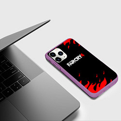 Чехол iPhone 11 Pro матовый Фаркрай текстура огня, цвет: 3D-фиолетовый — фото 2