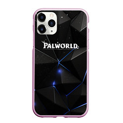 Чехол iPhone 11 Pro матовый Palworld лого на черном стильном фоне, цвет: 3D-розовый