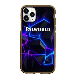 Чехол iPhone 11 Pro матовый Palworld логотип на ярких неоновых плитах, цвет: 3D-коричневый