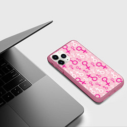 Чехол iPhone 11 Pro матовый Гендерный женский знак венеры, цвет: 3D-малиновый — фото 2