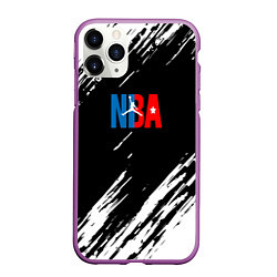 Чехол iPhone 11 Pro матовый Basketball текстура краски nba, цвет: 3D-фиолетовый