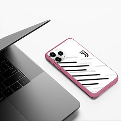 Чехол iPhone 11 Pro матовый Juventus sport geometry, цвет: 3D-малиновый — фото 2