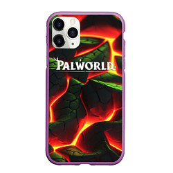 Чехол iPhone 11 Pro матовый Palworld логотип на зеленой абстракции фон, цвет: 3D-фиолетовый