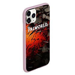Чехол iPhone 11 Pro матовый Palworld логотип черные плиты в разломе, цвет: 3D-розовый — фото 2
