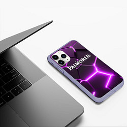 Чехол iPhone 11 Pro матовый Palworld логотип разлом фиолетовых плит, цвет: 3D-светло-сиреневый — фото 2