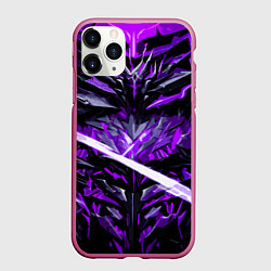 Чехол iPhone 11 Pro матовый Фиолетовый камень на чёрном фоне, цвет: 3D-малиновый
