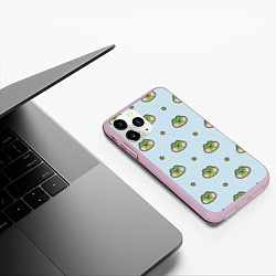 Чехол iPhone 11 Pro матовый Паттерн с лягушками, цвет: 3D-розовый — фото 2