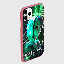 Чехол iPhone 11 Pro матовый Minecraft персонаж на острове, цвет: 3D-малиновый — фото 2
