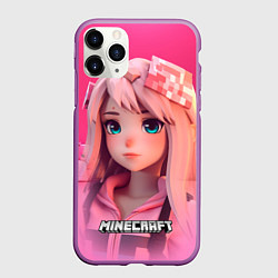Чехол iPhone 11 Pro матовый Персонаж Minecraft девушка, цвет: 3D-фиолетовый