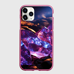 Чехол iPhone 11 Pro матовый Фиолетовые комические камни