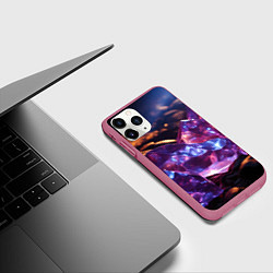 Чехол iPhone 11 Pro матовый Фиолетовые комические камни, цвет: 3D-малиновый — фото 2