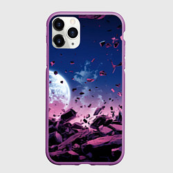 Чехол iPhone 11 Pro матовый Абстрактные частицы в космосе, цвет: 3D-фиолетовый