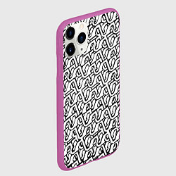 Чехол iPhone 11 Pro матовый Чёрный узор на белом фоне, цвет: 3D-фиолетовый — фото 2