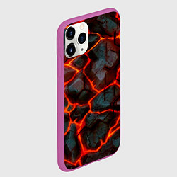 Чехол iPhone 11 Pro матовый Трещины лавы, цвет: 3D-фиолетовый — фото 2