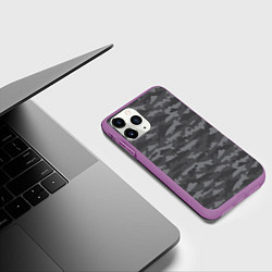 Чехол iPhone 11 Pro матовый Тёмный камуфляж из рыб, цвет: 3D-фиолетовый — фото 2