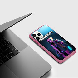 Чехол iPhone 11 Pro матовый Minecraft woman cyberpunk, цвет: 3D-малиновый — фото 2