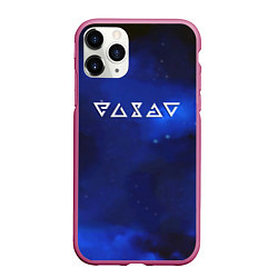 Чехол iPhone 11 Pro матовый Ведьмак лого космос, цвет: 3D-малиновый