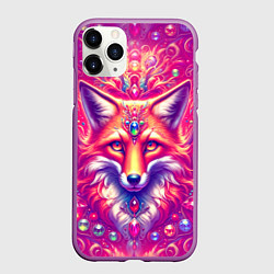 Чехол iPhone 11 Pro матовый Лиса с драгоценными камнями, цвет: 3D-фиолетовый