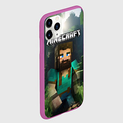 Чехол iPhone 11 Pro матовый Minecraft персонаж с бородой, цвет: 3D-фиолетовый — фото 2