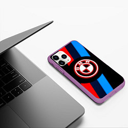 Чехол iPhone 11 Pro матовый BMW sport geometry line, цвет: 3D-фиолетовый — фото 2