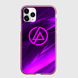 Чехол iPhone 11 Pro матовый Linkin park neon stripes logo, цвет: 3D-малиновый