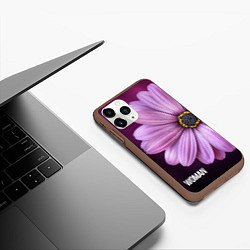 Чехол iPhone 11 Pro матовый Фиолетовый цветок - WOMAN, цвет: 3D-коричневый — фото 2