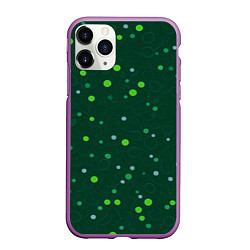 Чехол iPhone 11 Pro матовый Прикольный горошек зелёный, цвет: 3D-фиолетовый