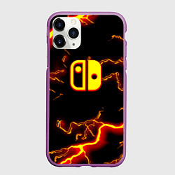 Чехол iPhone 11 Pro матовый Нинтендо шторм огненоое лого, цвет: 3D-фиолетовый
