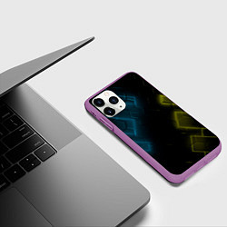 Чехол iPhone 11 Pro матовый Нано соты и неон, цвет: 3D-фиолетовый — фото 2