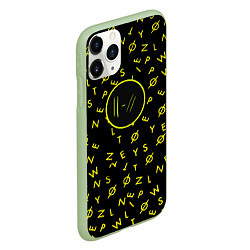 Чехол iPhone 11 Pro матовый Twenty one pilots pattern rock yellow, цвет: 3D-салатовый — фото 2