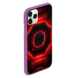 Чехол iPhone 11 Pro матовый Nvidia style black and red neon, цвет: 3D-фиолетовый — фото 2