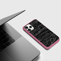Чехол iPhone 11 Pro матовый Графитовый черный камень, цвет: 3D-малиновый — фото 2