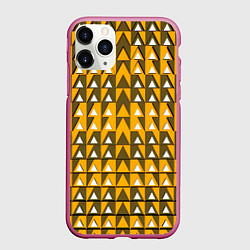Чехол iPhone 11 Pro матовый Узор из треугольников жёлтый, цвет: 3D-малиновый