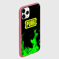 Чехол iPhone 11 Pro матовый PUBG кислотное лого огненный стиль, цвет: 3D-малиновый — фото 2