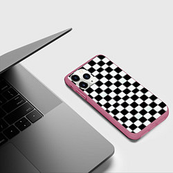 Чехол iPhone 11 Pro матовый Шахматный паттерн доска, цвет: 3D-малиновый — фото 2