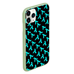 Чехол iPhone 11 Pro матовый Half life pattern freeman valve, цвет: 3D-салатовый — фото 2
