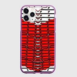 Чехол iPhone 11 Pro матовый Красно-белая техно броня, цвет: 3D-фиолетовый