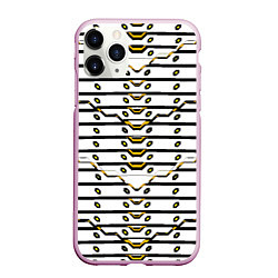 Чехол iPhone 11 Pro матовый Жёлто-белая техно броня, цвет: 3D-розовый