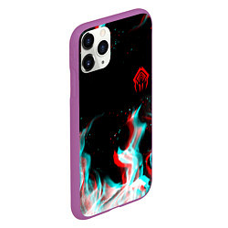 Чехол iPhone 11 Pro матовый Warframe огонь глитч, цвет: 3D-фиолетовый — фото 2